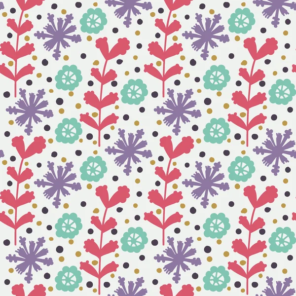 Niedliche nahtlose Muster mit Doodle-Blumen — Stockvektor