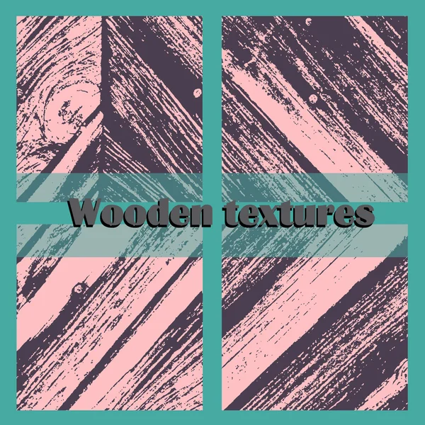 Set aus vier Vektor Grunge Holz Texturen — Stockvektor