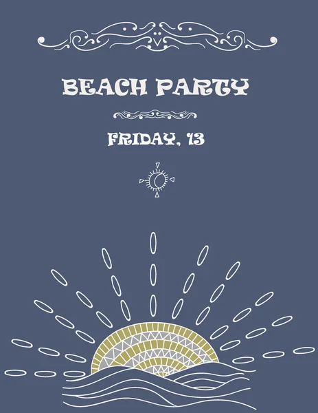 Tiki island party. Flyer template in pretty retro style — Stock Vector