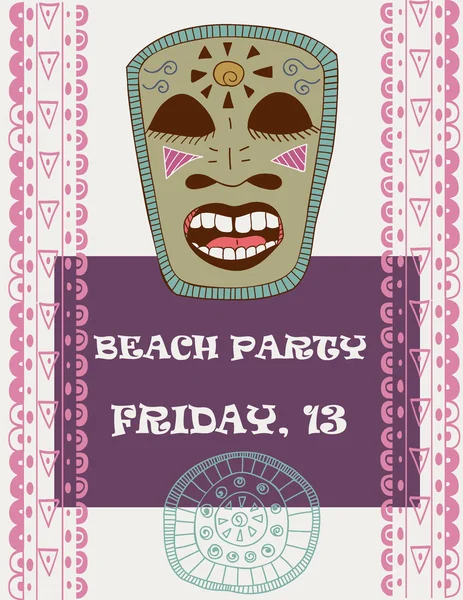 Soirée Tiki Island. Modèle de flyer dans un style assez rétro — Image vectorielle