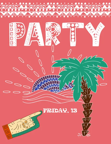 Soirée Tiki Island. Modèle de flyer dans un style assez rétro — Image vectorielle