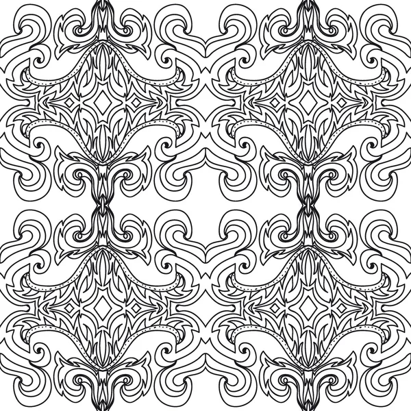 Pretty curly abstract hand drawn seamless pattern — Stock Vector