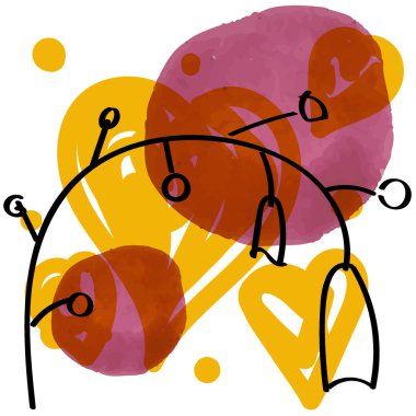 Kartpostallar, Davetiyeler, soyut suluboya elle çizilmiş arka planı renkli çiçek öğelerle vb