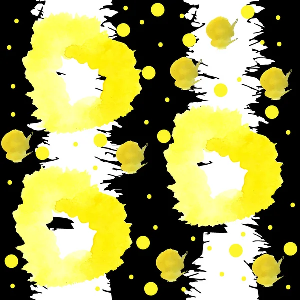 Naadloze patronen met abstracte hand getrokken aquarel bloemen met grunge zwarte achtergrond — Stockvector