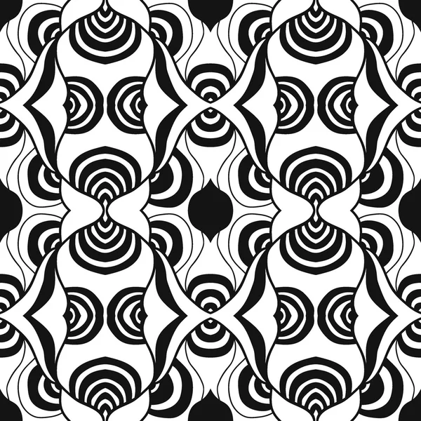 Patrón bastante abstracto sin costuras - fondo tribal blanco y negro — Vector de stock