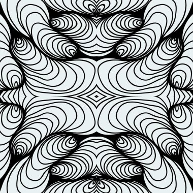 Tek renkli kıvırcık soyut sorunsuz Doodle desen - siyah ve beyaz tasarım