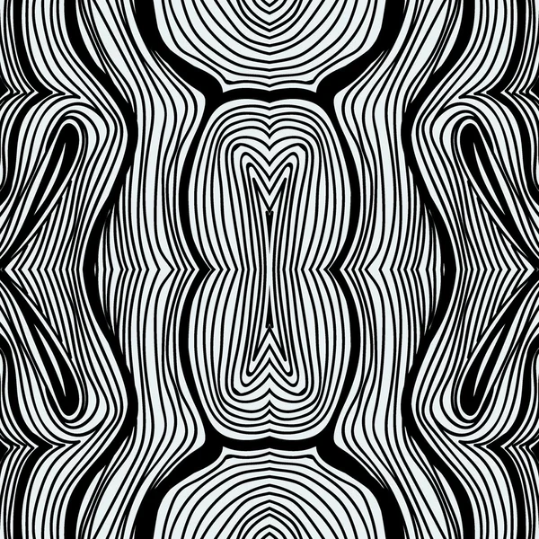 Monocromatico riccio astratto senza cuciture Doodle Pattern - Design in bianco e nero — Vettoriale Stock
