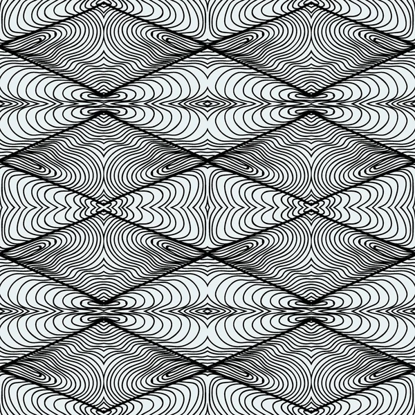 Monocromático encaracolado abstrato sem costura Doodle Pattern - Projeto preto e branco —  Vetores de Stock