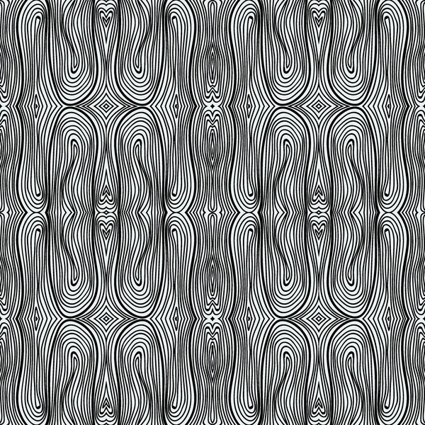 Monocromático encaracolado abstrato sem costura Doodle Pattern - Projeto preto e branco — Vetor de Stock