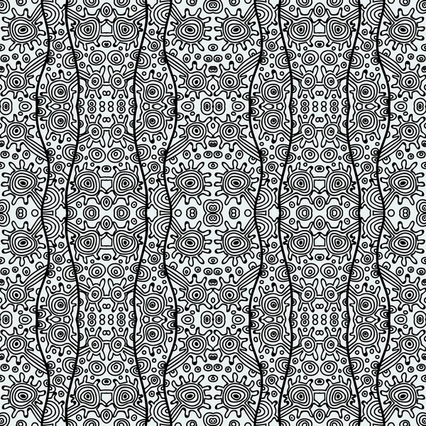 Monochroom krullend Abstract naadloze Doodle patroon - zwart-wit Design — Stockvector