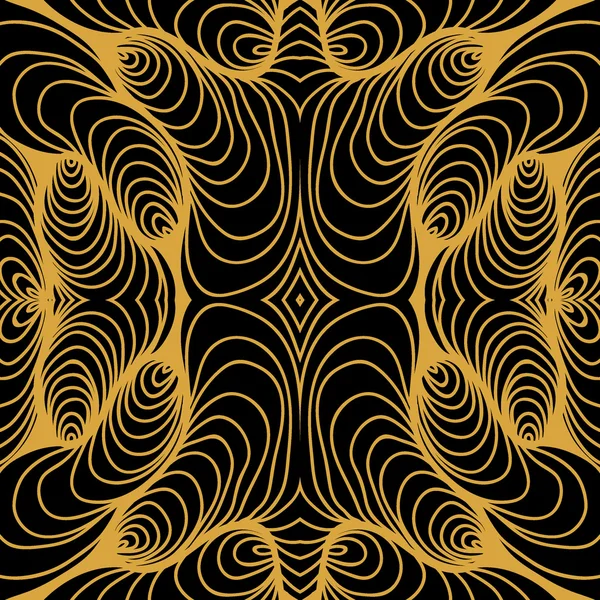 Monocromo rizado abstracto sin costura Doodle patrón — Archivo Imágenes Vectoriales