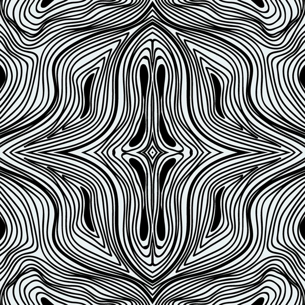 Monocromatico riccio astratto senza cuciture Doodle Pattern - Design in bianco e nero — Vettoriale Stock