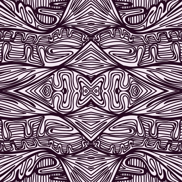 Monocromo rizado abstracto sin costura Doodle patrón — Vector de stock