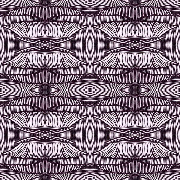 Monochrom lockig abstraktes nahtloses Doodle-Muster — Stockvektor