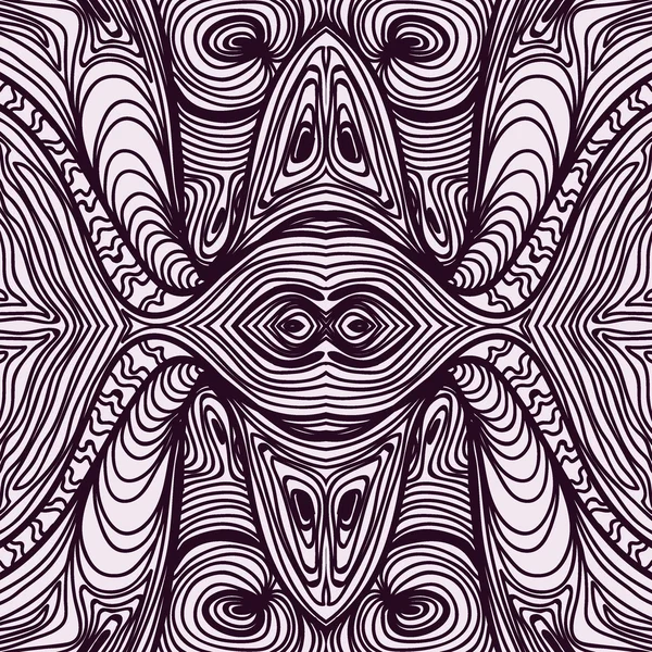 Monocromático encaracolado abstrato sem costura Doodle Pattern — Vetor de Stock