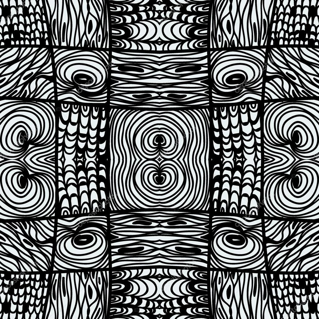 Reticolo Monocromatico Ricci Astratto Senza Giunte Doodle