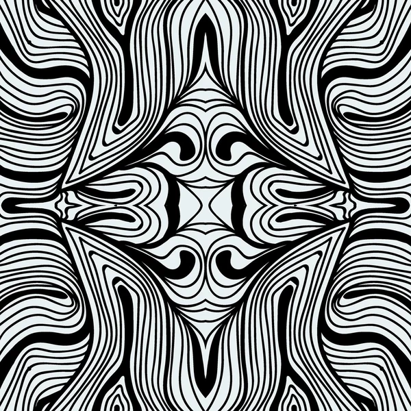 Monochrome Curly Abstract Seamless Doodle Pattern - Black and White Design — Stock Vector