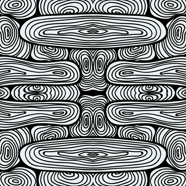 Monocromatico riccio astratto senza cuciture Doodle Pattern - Design in bianco e nero — Vettoriale Stock