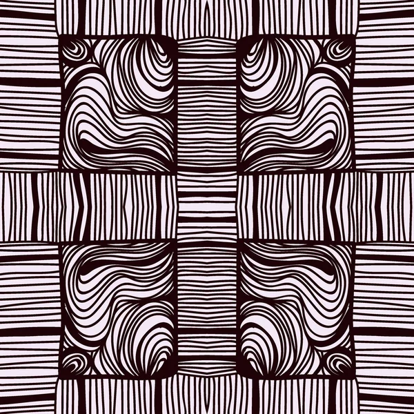 Monocromático encaracolado abstrato sem costura Doodle Pattern — Vetor de Stock