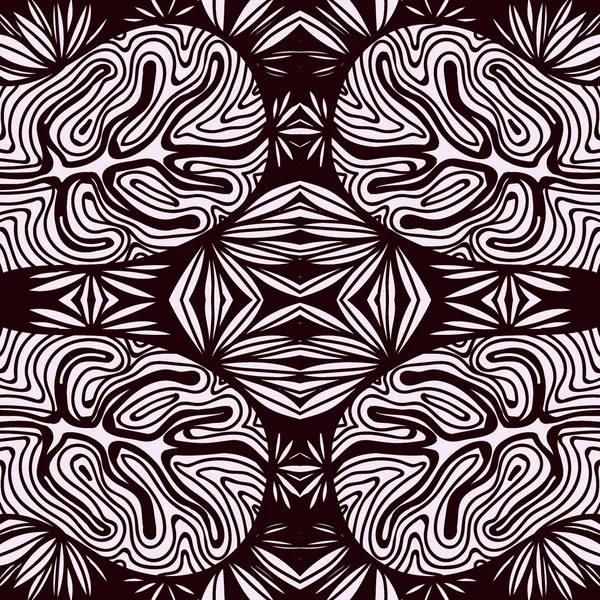 Monocromático encaracolado abstrato sem costura Doodle Pattern — Vetor de Stock