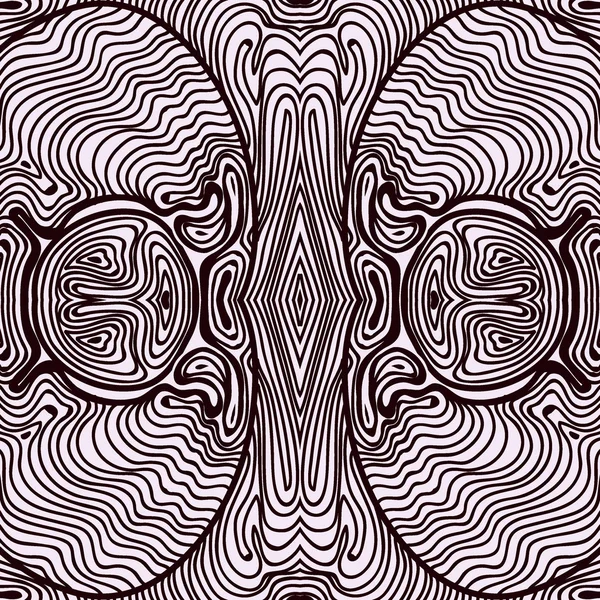 Monocromático encaracolado abstrato sem costura Doodle Pattern — Vetor de Stock