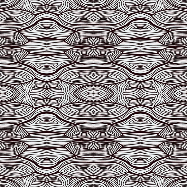 Monocromático encaracolado abstrato sem costura Doodle Pattern —  Vetores de Stock