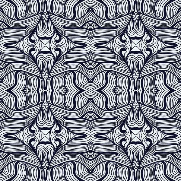 Monocromático encaracolado abstrato sem costura Doodle Pattern —  Vetores de Stock