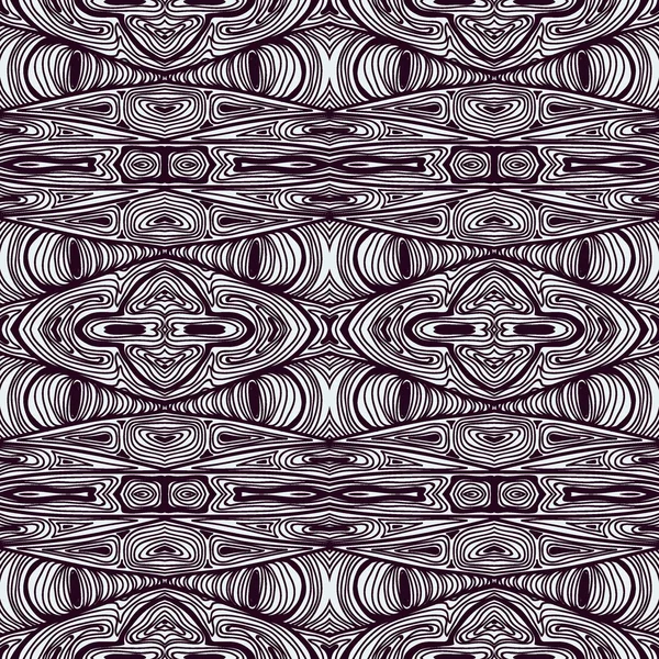 Monocromático encaracolado abstrato sem costura Doodle Pattern — Vetor de Stock