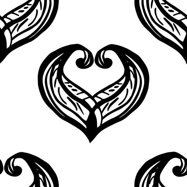 Patrón sin costura dibujado a mano con boceto doodle hojas rizadas — Vector de stock