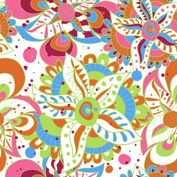 Abstract colorful psychedelic floral seamless pattern — Stock Vector