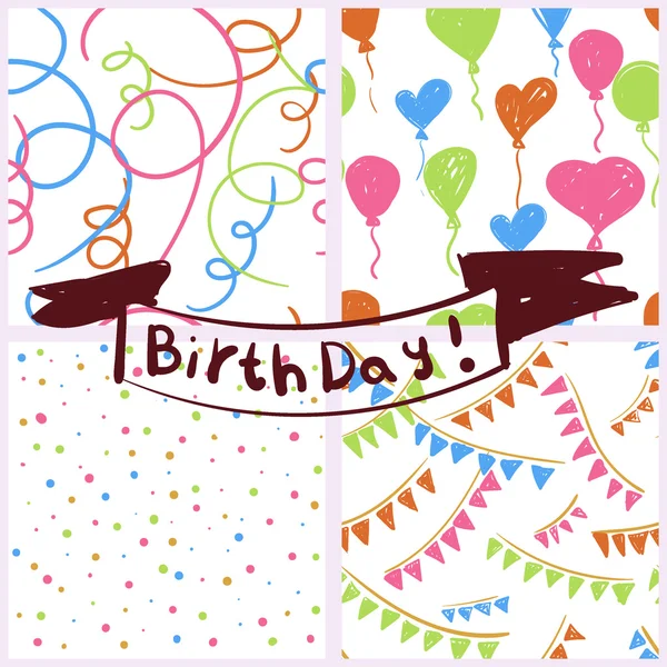 Dört şirin doğum günü kesintisiz desenleri