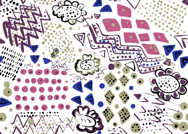 抽象的な手描きで創造的なシームレス パターン落書き要素 — ストックベクタ