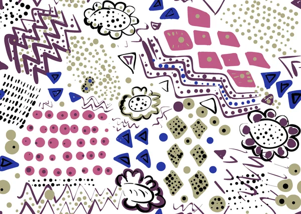 Kreativní bezešvé pattern s abstraktní ručně kreslenou doodle prvky — Stockový vektor