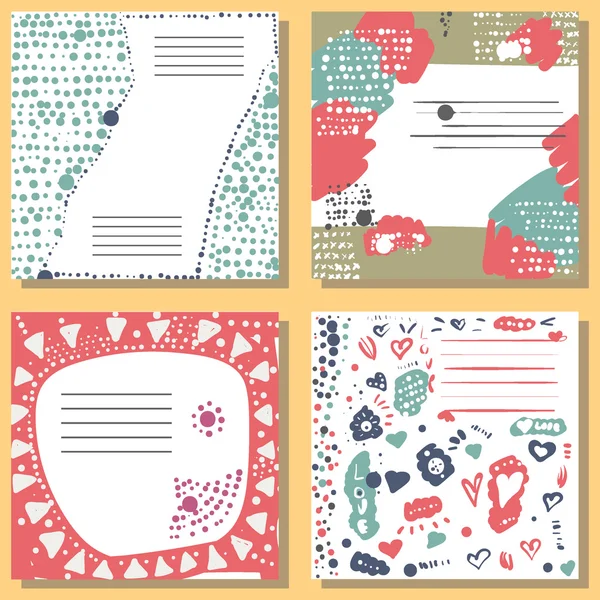 Creative artistic cards. Hand drawn textures. Invitations, Birthday, Wedding, Business cards — ストックベクタ