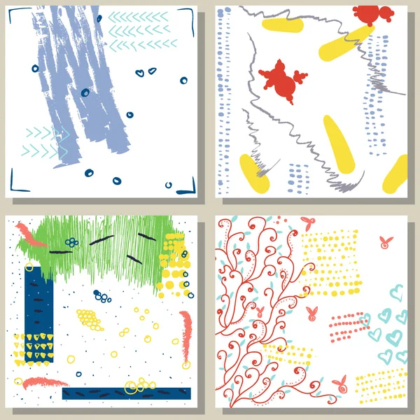 Creative artistic cards. Hand drawn textures. Invitations, Birthday, Wedding, Business cards — ストックベクタ