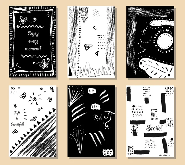 Tarjetas artísticas creativas. Texturas hechas a mano. Invitaciones, Cumpleaños, Boda, Tarjetas de visita — Archivo Imágenes Vectoriales