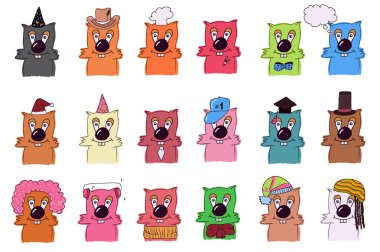 Sevimli çizgi film karakteri giyim seçenekleri ile. Giysi, makyaj