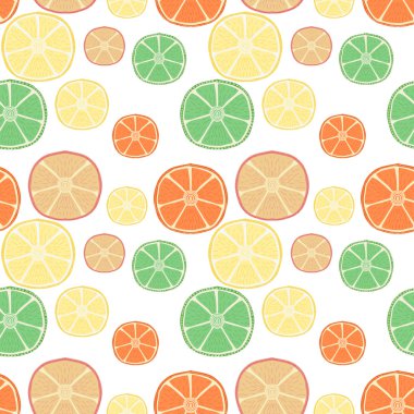 Taze narenciye. El çekilmiş seamless modeli ile güzel doodle kireç, limon, portakal ve greyfurt