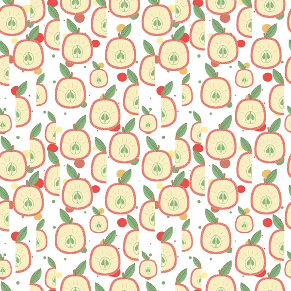 Fresh fruits. Hand drawn seamless pattern with pretty doodle red apple — Stock Vector