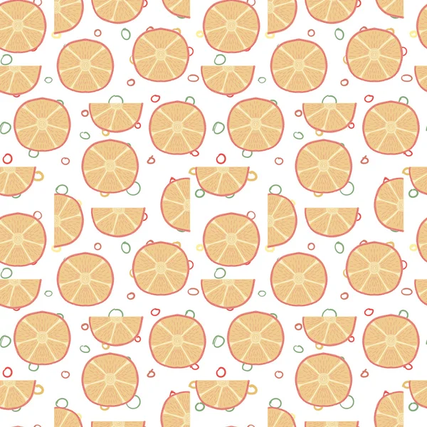 Des fruits frais. Modèle sans couture dessiné à la main avec joli pamplemousse doodle — Image vectorielle