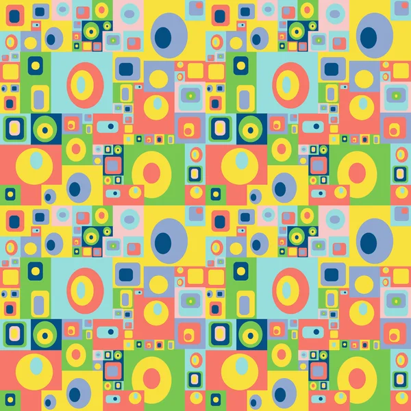 Colorful seamless pattern. Abstract shapes - squares and circles — Stock Vector