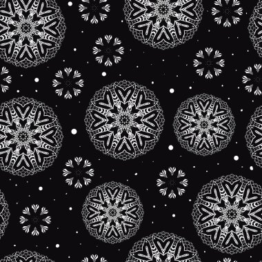 Güzel kar taneleri ile Seamless modeli. Kış süs arka planı için