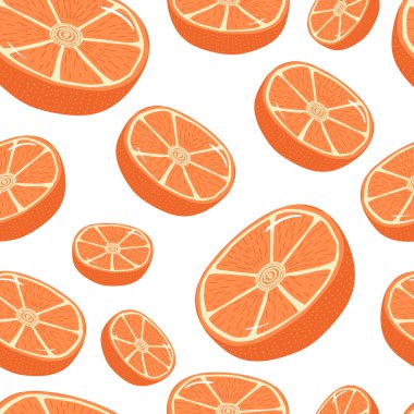 Taze meyve. Elle çizilmiş seamless modeli ile güzel doodle portakal