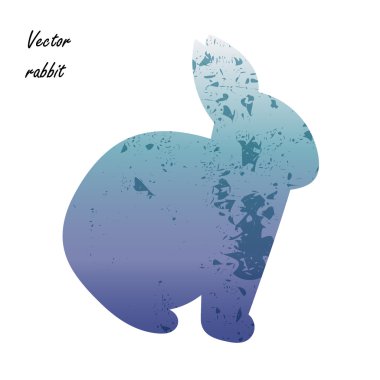 Sevimli hayvan. Tavşan, suluboya dokulu taklit silüeti 