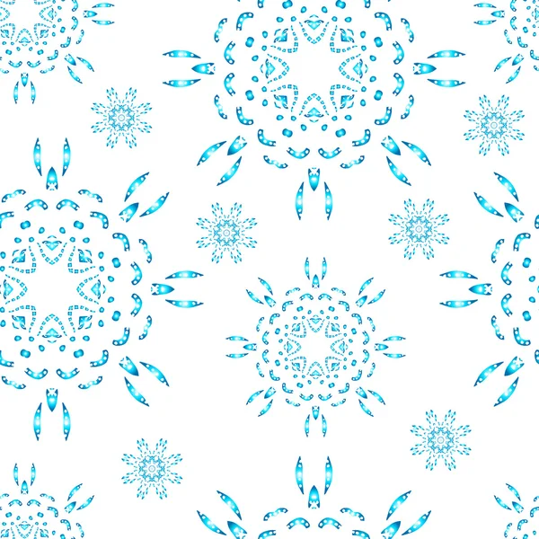 Patrón sin costuras con hermosos copos de nieve. Adorno de invierno para el fondo — Vector de stock