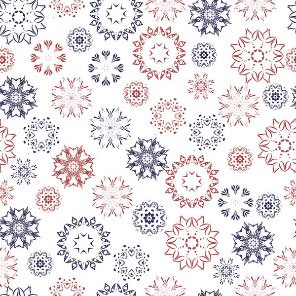 Seamless pattern with beautiful snowflakes. Winter ornament for background