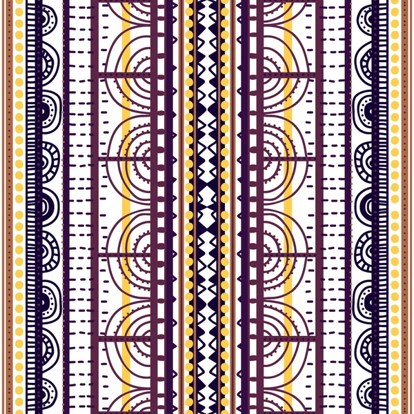 Motif abstrait tribal dessiné à la main sans couture — Image vectorielle