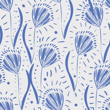 Sorunsuz çiçek desenli. Çok doodle çiçekler ile çizilmiş arka plan el