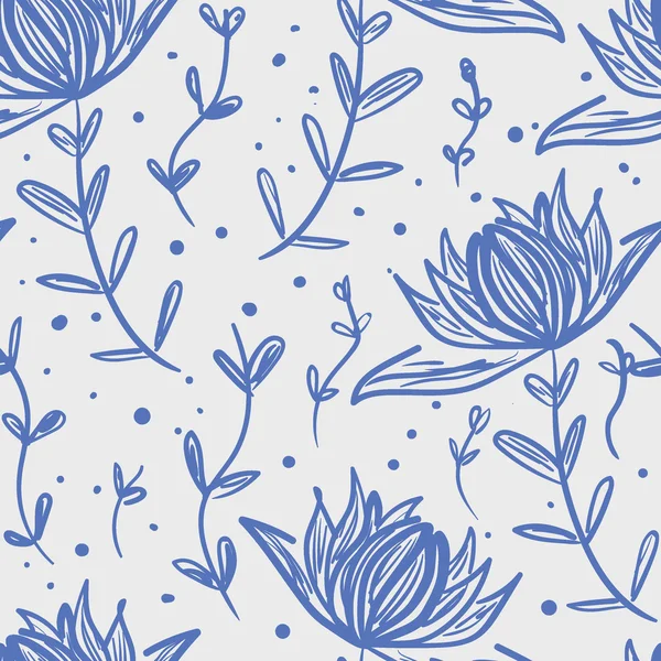 Sömlös blommönster. Hand ganska dragna bakgrund med doodle flowers — Stock vektor