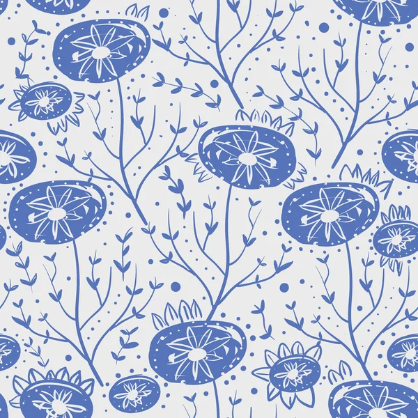 Nahtloses Blumenmuster. hübsche handgezeichnete Hintergrund mit Kritzelblumen — Stockvektor
